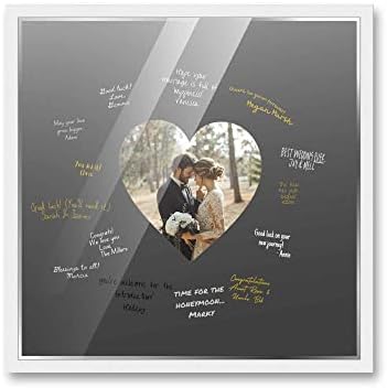 Poster Palooza 16x16 White Autograph & Signature Picture Frame With Black Heart Opening Photo Mat for 5x5 Pictures - With Pens, UV Acrylic & Foamboard Backing by PosterPalooza