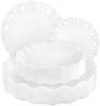 LIYH 24 Pcs White Plastic Plates Reusable - Unbreakable Party Plates, Microwave & Dishwasher Safe Camping Plate Sets Perfect for Parties, Birthday, Picnics, BPA Free (12Guests) by LIYHLoveinyourheart