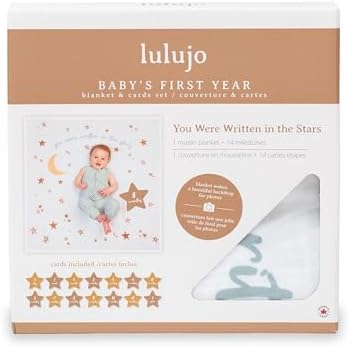 Lulujo Baby’s First Year Milestone Blanket and Card Set | 40in x 40in (Written in the Stars) - Image 2