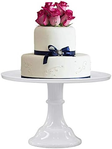 11-Inch Round Melamine Cake Stand, White Single-Tier Dessert Display Stand for Cakes, Cupcakes and Party Table Decor by KLASKWARE