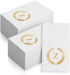 200 Pack Monogrammed Disposable Napkins Gold Foil Letter Z Guest Napkins Initial Disposable Hand Paper Towels for Wedding Engagement Baby Shower Party Home Kitchen Bathroom Dinner Decorative Towels by Datyiiha