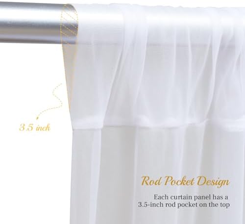 30x10ft White Tulle Backdrop Curtain with Lights String for Parites, Sheer Backdrop Curtains for Wedding Baby Shower Birthday Party Photo Shoot Decorations - Image 5