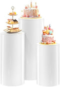 SaitiMade Set of 3 - White Cylinder Stands, Round PVC Pedestal Stands by SaitiMade