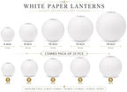 White Paper Lanterns Decoration Set of 25 – Hanging Chinese Lanterns for Wedding, Birthday, Baby Shower, Bridal Shower, Christmas, Party & Home Decor – 6, 8, 10, 12 & 14 Inch Combo Pack - Image 2
