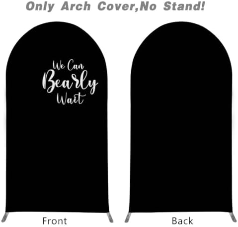 Black Arched Fabric Backdrop Covers We Can Bearly Wait Theme Arch Stand Cover for Baby Shower Birthday Party Decoration Props (4.6x8FT) - Image 5