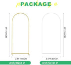 Metal Arch Backdrop Stand and Cover Set, 6FT White Reusable Spandex Fitted Backdrop Cover and Gold Wedding Arch Frame for Baby Shower, Birthday, Parties Decoration. - Image 2
