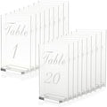 20PCS Acrylic Wedding Table Numbers 1-20 with Stands, 4x6 inches Clear Table Numbers for Wedding Party Reception Sign Place Number Cards Printed Calligraphy Font for Event Banquet Anniversary by FVIEXE