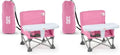 Bright Starts Pop 'N Sit Portable Booster, Indoor/Outdoor Use, Floor Seat with Feeding Tray, Pink, 6 Mos - 3 Yrs (Pack of 2) by BrightStarts