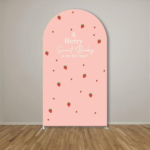 A Berry Sweet Baby is On The Way Arch Backdrop Cover Pink Strawberry Birthday Party Decorations Arch Stand Covers Baby Shower Fiesta Parties(3.3x6.5ft Cover,3890) - Image 2