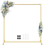 Wedding Arch Backdrop Stand Square 6.6x6.6FT Gold Balloon Arch Stand Garden Arbor Backdrop Frame for Wedding Party Birthday Baby Shower Photo Booth Background Decoration by JEBUTU