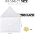 200 Pack 4x6 Envelopes, White A4 Envelopes with Gold Stickers - Image 2