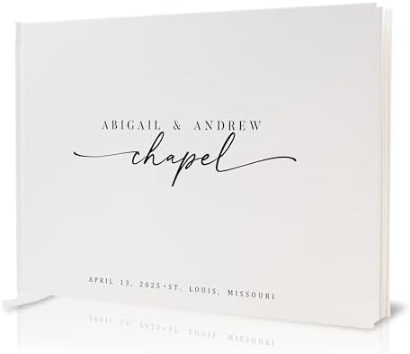 Personalized Guest Book - 11.5" x 8.5" Custom Bride & Groom Names with Bookmark and Hard Cover 140 GSM Blank Pages, for Weddings Guest Book, Engagements, Birthdays, Special Events, Eggshell by ModernAlbumDesigns