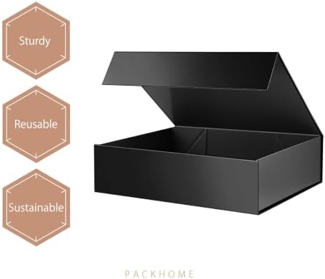 PACKHOME 6 Large Black Gift Boxes 13.5x10x3.5in Magnetic Lids for Shirt - Image 6