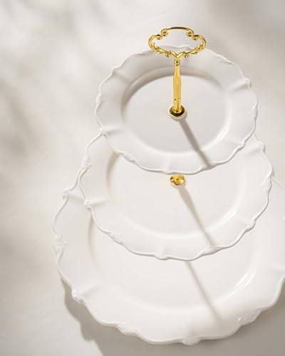 3 Tier Cupcake Stand, Ceramic Tiered Serving Stand - Image 3