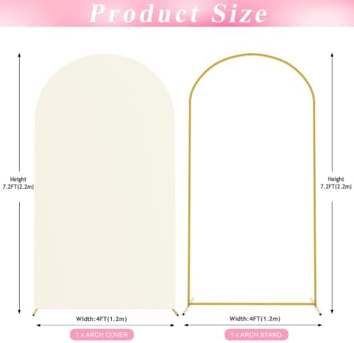 Wokceer 7.2FT Arch Backdrop Stand and Cover Set,Arch Stand with Ivory Cover - Image 2