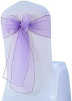 Set of 100 Organza Lilac Chair Sashes Bows 7x108 inches Sheer Light Purple Chair Sash Ties for Wedding Party Birthday Banquet Restaurant Christmas Events Decoration (Lilac) - Image 3