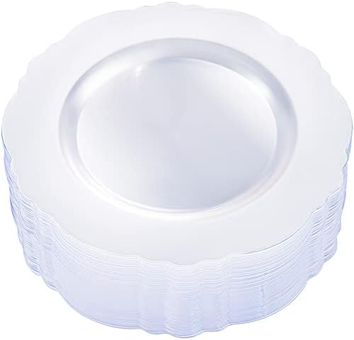 WDF 60pcs Clear Plastic Plates Disposable - 10.25inch Clear Dinner Plates Baroque Disposable Plates for Wedding/Party/Birthday/Summer Party by WDF