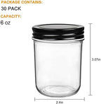 QAPPDA 6oz Glass Jars With Lids,Small Mason Jars Wide Mouth,Mini Canning Jars With Black Lids,Kitchen Storage Jars For Honey,Jam,Jelly,Baby Foods,Wedding Favor,Shower Favors,Spice Jars Set of 30 - Image 2
