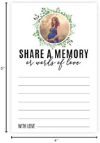 Andaz Press Personalized Share a Memory Cards, Round Greenery Custom Photo 4" x 6" Cards for Wedding, Shower, Birthday, Funeral, Celebration of Life, Retirement, Graduation Advice, Going Away, 52-Pack - Image 2
