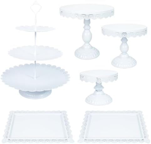DreamsEden Metal White Cake Stands, 6 Pcs Cupcake Food Display Stand Party Trays Dessert Table for Birthday Bridal Baby Shower by DreamsEden