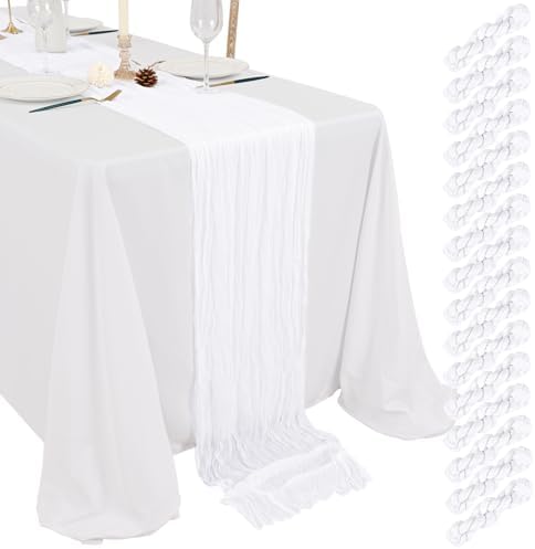 Showgeous 16 Pack White Cheesecloth Table Runner 17 x 108 Inch by Showgeous