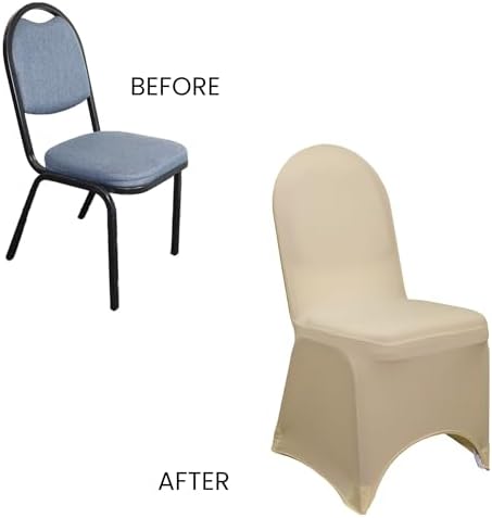 YOUR CHAIR COVERS – 6 Pack Champagne Stretch Spandex Banquet Chair Covers – Wedding Slipcovers, Premium Quality - Image 5