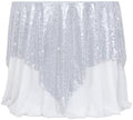 Poise3EHome Silver Sequin Tablecloth 90×90 Inch Square Sequin Fabric Table Cover Overlay for Christmas Baby Shower Birthday Party Wedding Holiday Cake Table Decoration by Poise3EHome