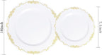 U-QE 100PCS Gold Plates Disposable - Heavy Duty White and Gold Plates - Image 2