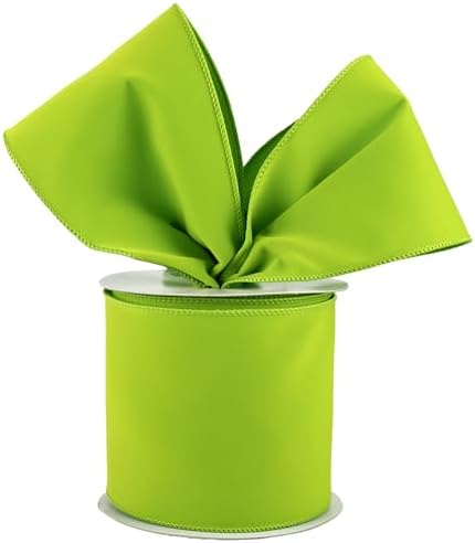 Meseey 4 Inch Wide Lime Green Velvet Wired Ribbon, 20 Yards Velvet Ribbon with Wire Edge for Christmas Tree, Wreaths, Gift Wrapping, Bows, Crafts and Holiday Decorations by MeseeyRibbonBow