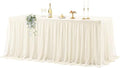 Wish Care Ivory Tulle Tablecloth for 6 Foot Rectangle Tables Stretch Fitted Rectangular Table Cloths Wrinkle Free Ruffle Elastic Table Cover Tutu Skirt for Wedding Birthday Party Baby Shower Cake by WishCare