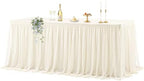 Wish Care Ivory Tulle Tablecloth for 6 Foot Rectangle Tables Stretch Fitted Rectangular Table Cloths Wrinkle Free Ruffle Elastic Table Cover Tutu Skirt for Wedding Birthday Party Baby Shower Cake by WishCare