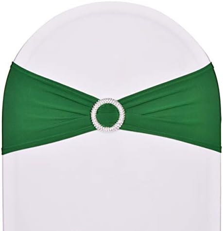 50pcs Stretch Spandex Chair Sashes for Christmas Wedding Party Banquet Decoration Elastic Bulk Chair Cover for Christmas (Emerald Green) by SweetEasy