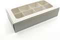 20-Ct White Treat Boxes, 8.75x4.5x1.9in, Window & Dividers by GretelBaking
