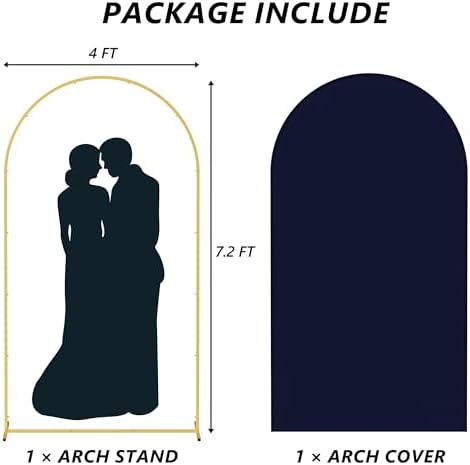Neatsure Arch Backdrop Stand and Cover Set, 7.2FT Metal Photo Balloon Arch Backdrop Stand for Wedding Birthday Party Baby Shower Ceremony Graduation Decoration, Navy Blue - Image 3