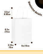 qiqee 600-Packs White Paper Gift Bags with Handles Bulk 8.3"x6"x3.15" Small Size Paper Bags Multiple Uses - Image 3
