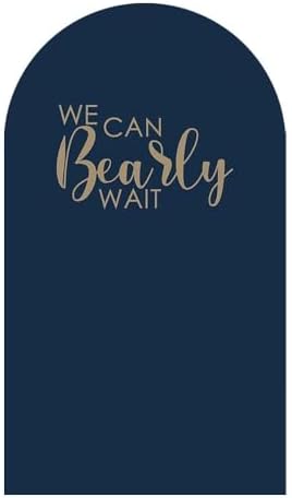 Dark Blue Arch Backdrop Stand Covers for Baby Shower Parties We Can Bearly Wait Theme Arched Fabric Cover Kids Birthday Party Favors Decor Banner (2.6x6FT) - Image 2