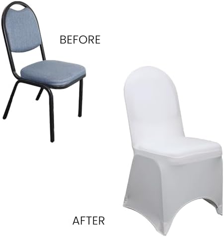 YOUR CHAIR COVERS - 50 Pack Stretch Spandex Banquet Chair Cover - White, Wedding Slip, Premium Quality - Image 6