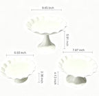 3 Pcs White Metal Cupcake Stand Scalloped Edge Dessert Display Tray - Image 5