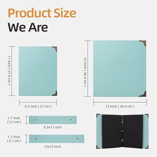 Vienrose DIY Scrapbook Photo Album Kit,12x12 Inch,60 Pages,Light Green - Image 3