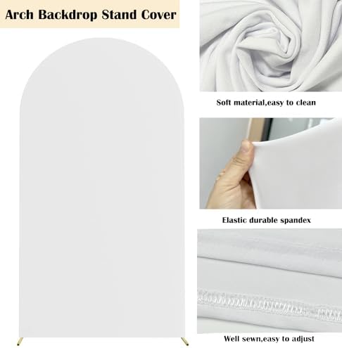 HAINARverS Set of 2 Stretchy Arch Backdrop Covers with Sign, White, 6/7.2FT - Image 4