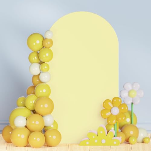 Yellow 7.2FT Stretchable Polyester & Spandex Arch Cover - Backdrop for Wedding, Baby Shower, Garden Decor, Chiara Stand Frame by PATYDEST
