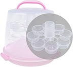 3-Tiers Cupcake Holder Cupcake Carrier with Lid and Handle Portable Desserts Storage Container Box for Pie, Cookies 24 Cupcakes (Pink) - Image 3