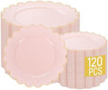 LIYH Pink Gold Rim 120 Pcs Scalloped Plastic Plates For Baby Shower Party by LIYHLoveinyourheart