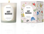 Homesick Just Married Scented Candle – 13 oz Soy Wax Blend in Non-Toxic Sea Salt Champagne Amber Scent, 60-Hour, Organic Cotton Wick – Wedding & Engagement Gifts for Couples in Reusable Jar by Homesick