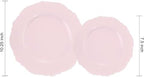WDF 60pcs Pink Plastic Plates - Baroque Pink Disposable Plates Including 30 Dinner Plates 10.25inch, 30 Dessert Plates 7.5inch for Upscale Wedding/Baby Shower/Spring - Image 6