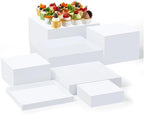 Leinuosen 7 Pcs Large Acrylic Buffet Risers, 6-12" Square, White by Leinuosen