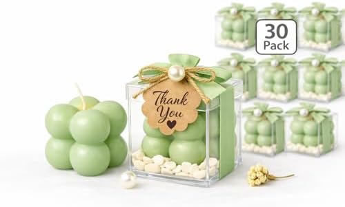 Terreux Mind & Body Mini Bubble Candles Wedding Favors, 30 Sets, 1.6", White, with Thank You Card and Ribbon, Bridal Baby Shower Gifts, Baptism Gift for Guests (Pink) - Image 4