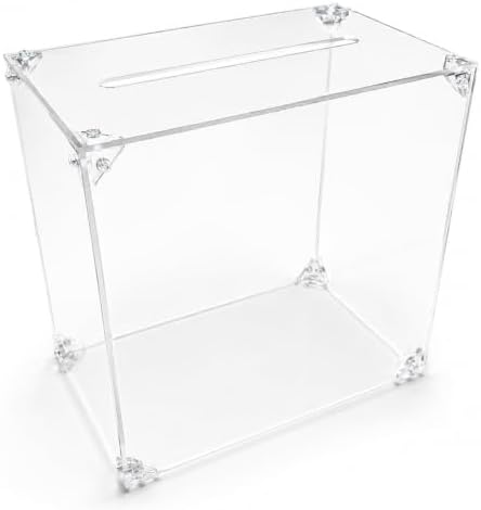 Clear Acrylic Card Box with Slot, Large Blank DIY Card Box for Cards, Envelopes & Money, Transparent Acrylic Box for Wedding, Birthday, Graduation, Baby Shower, Party & Fundraiser by Unknown