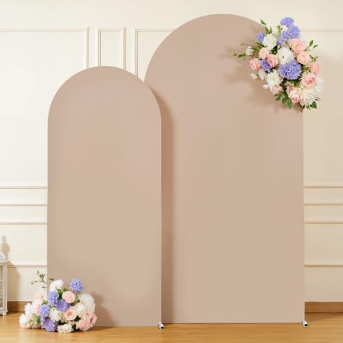 Nude Arch Backdrop Cover for Wedding, 7.2FT 6FT Set of 2 Stretchy Spandex Fitted Arch Stand Cover for Baby Shower, Birthday Party Decor, Chiara Backdrop Cover with Double-Sided Design - Image 5