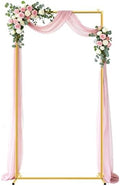 Gold Wedding Arch Backdrop Stand, 6.6 * 3.3FT Square Backdrop Stand Balloon Flower Metal Frame for Ceremony, Anniversary, Party, Birthday,Baby Shower Photo Booth Decoration by JEBUTU